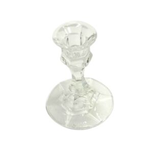 4" Tall Glass Round Base Taper Candle Holder